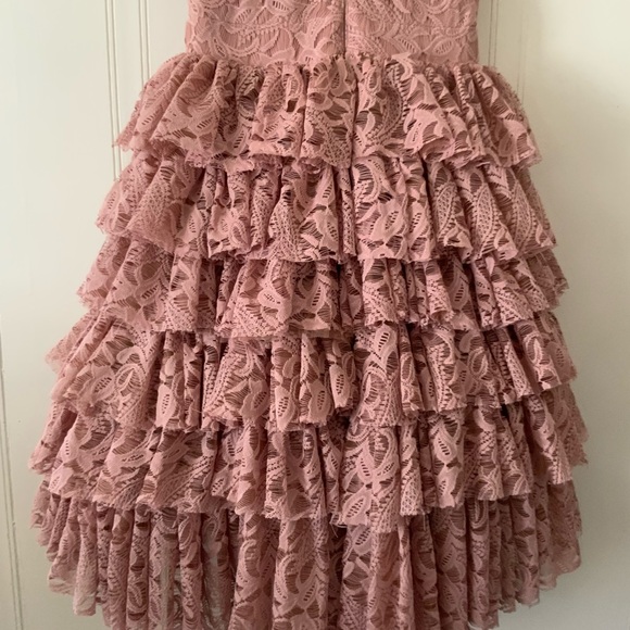 Joyfolie Pink Lace Tiered Dress - Picture 6 of 7